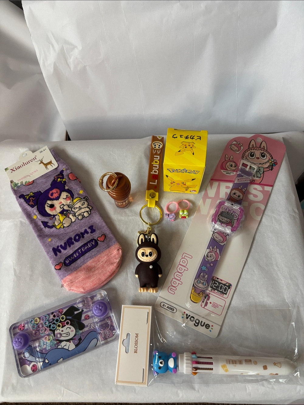 Purple Cartoon Character Kids Socks and Accessories Bundle
